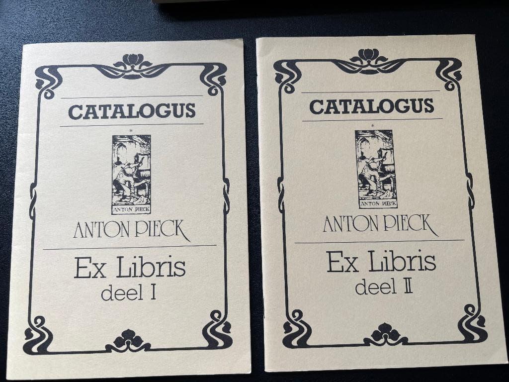 Complete catalogus (5 dln) van alle exlibris van Anton Pieck, Ophalen of Verzenden, Zo goed als nieuw, Grafische vormgeving