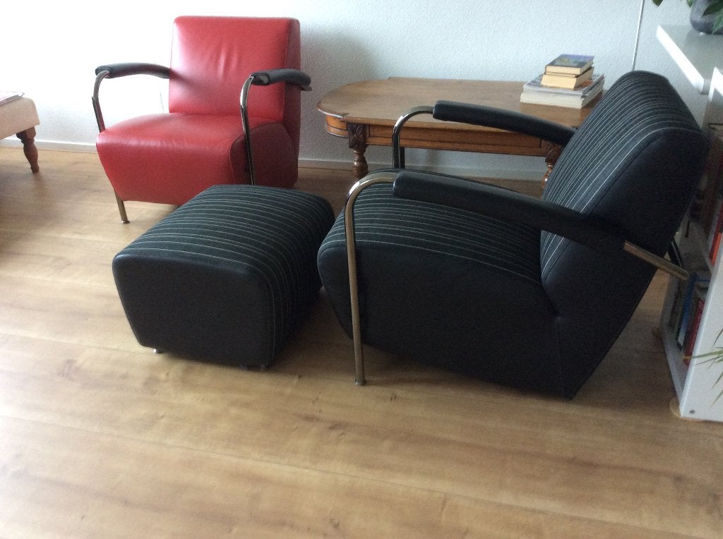 Leolux Scylla 's  + Hocker, Ophalen, 75 tot 100 cm, Zo goed als nieuw, Leer