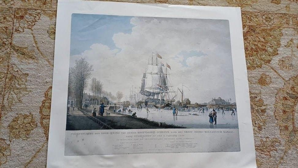 De doorijzing van het Noordhollands Kanaal 1830 / Purmerend, Verzamelen, Posters, Gebruikt, Rechthoekig Liggend, Ophalen of Verzenden