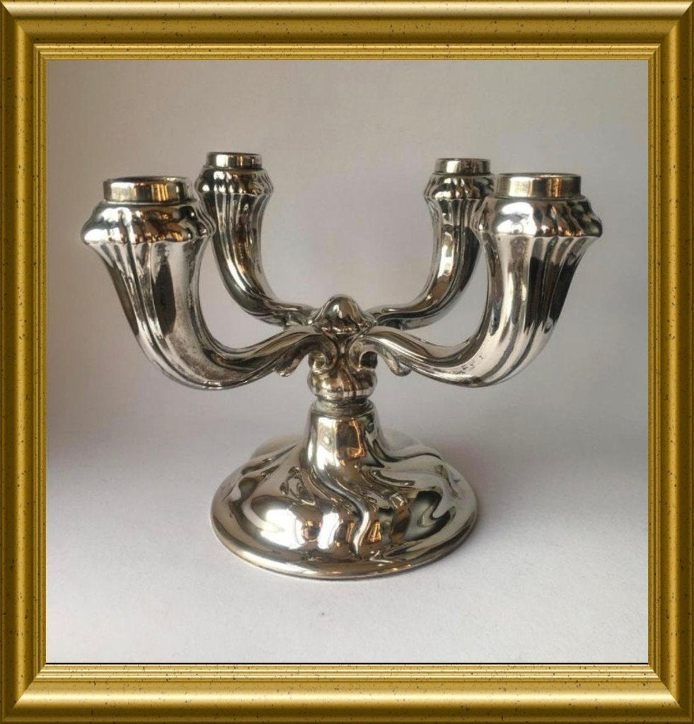 Zilveren 4-armige kandelaar: Jakob Grimminger (1900-1939), Antiek en Kunst, Ophalen of Verzenden, Zilver