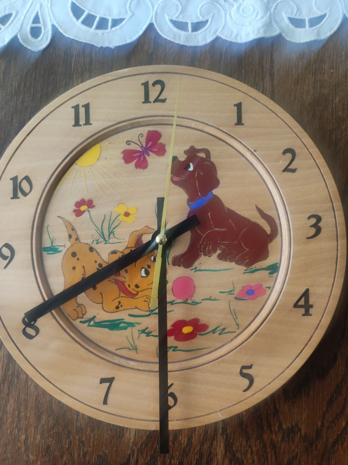 Klok kinderkamer, Handgemaakt, Wandklok, Vintage, Analoog