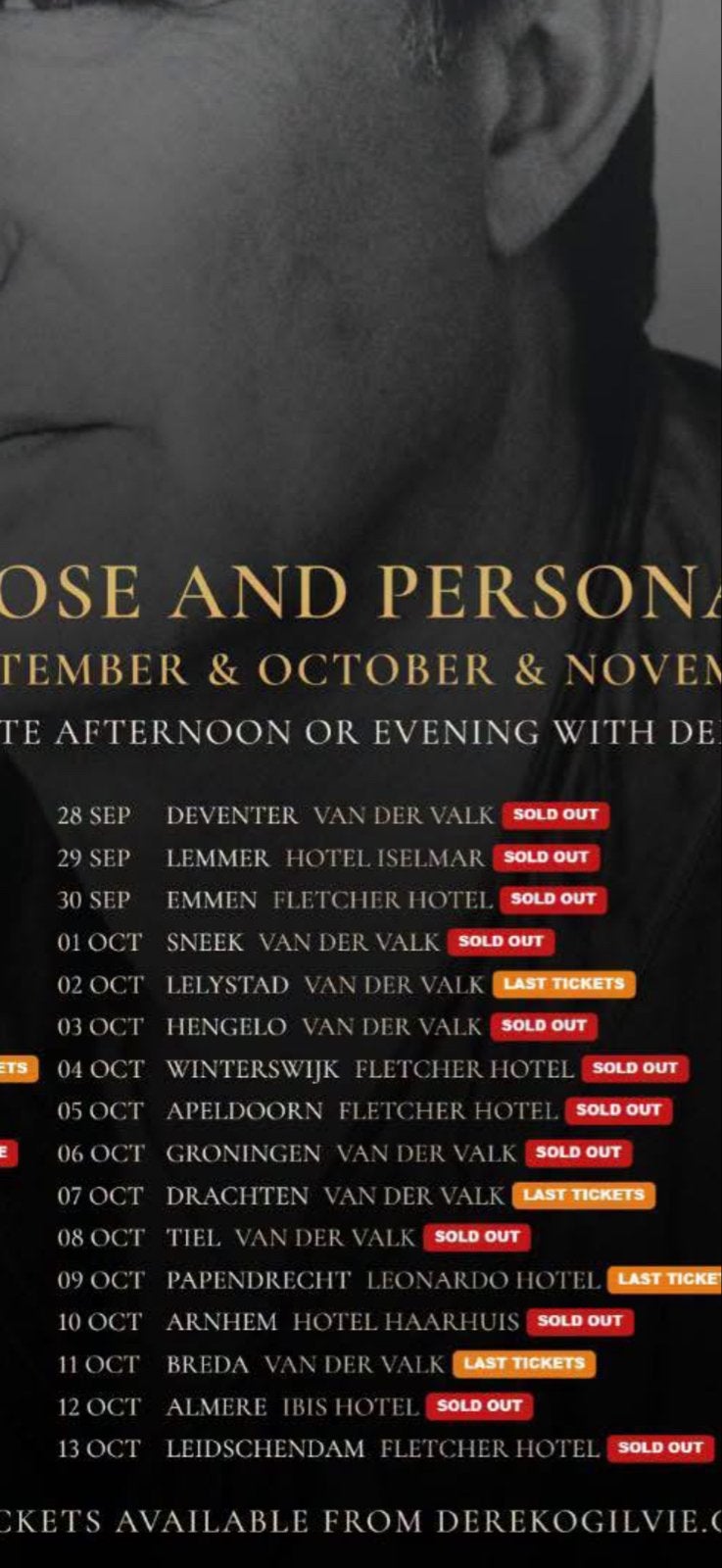 GEZOCHT 1 ticket derek ogilvie 7 oktober drachten avond, Eén persoon, Oktober