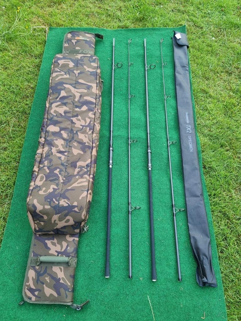 Shimano TX2 specimen (tribal) 10ft 3lb 2X met Fox rod case., Ophalen, Zo goed als nieuw, Werphengel
