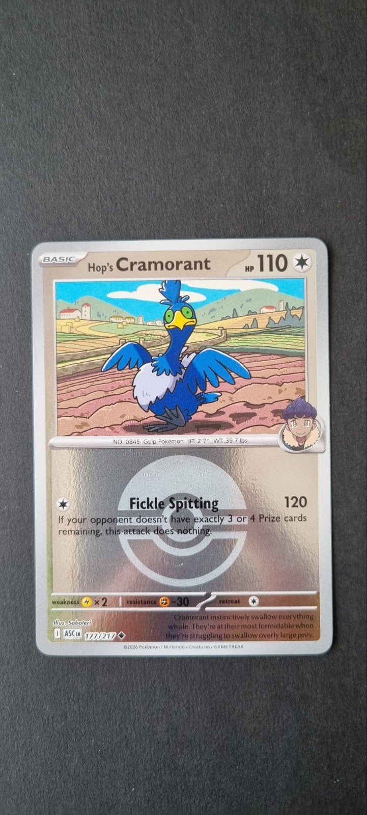 Hop's Cramorant pokeball XASC 177/217, Ophalen of Verzenden, Zo goed als nieuw, Losse kaart