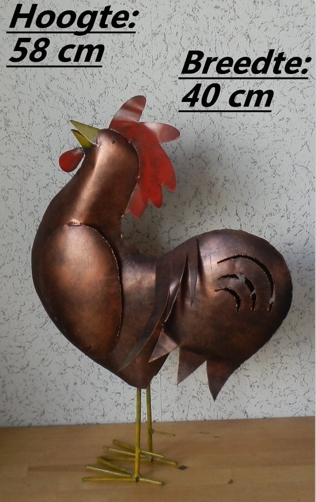 Metalen haan decoratie - 58 cm hoog, Huis en Inrichting, Gebruikt, Overige stijlen, Ophalen of Verzenden, Metaal