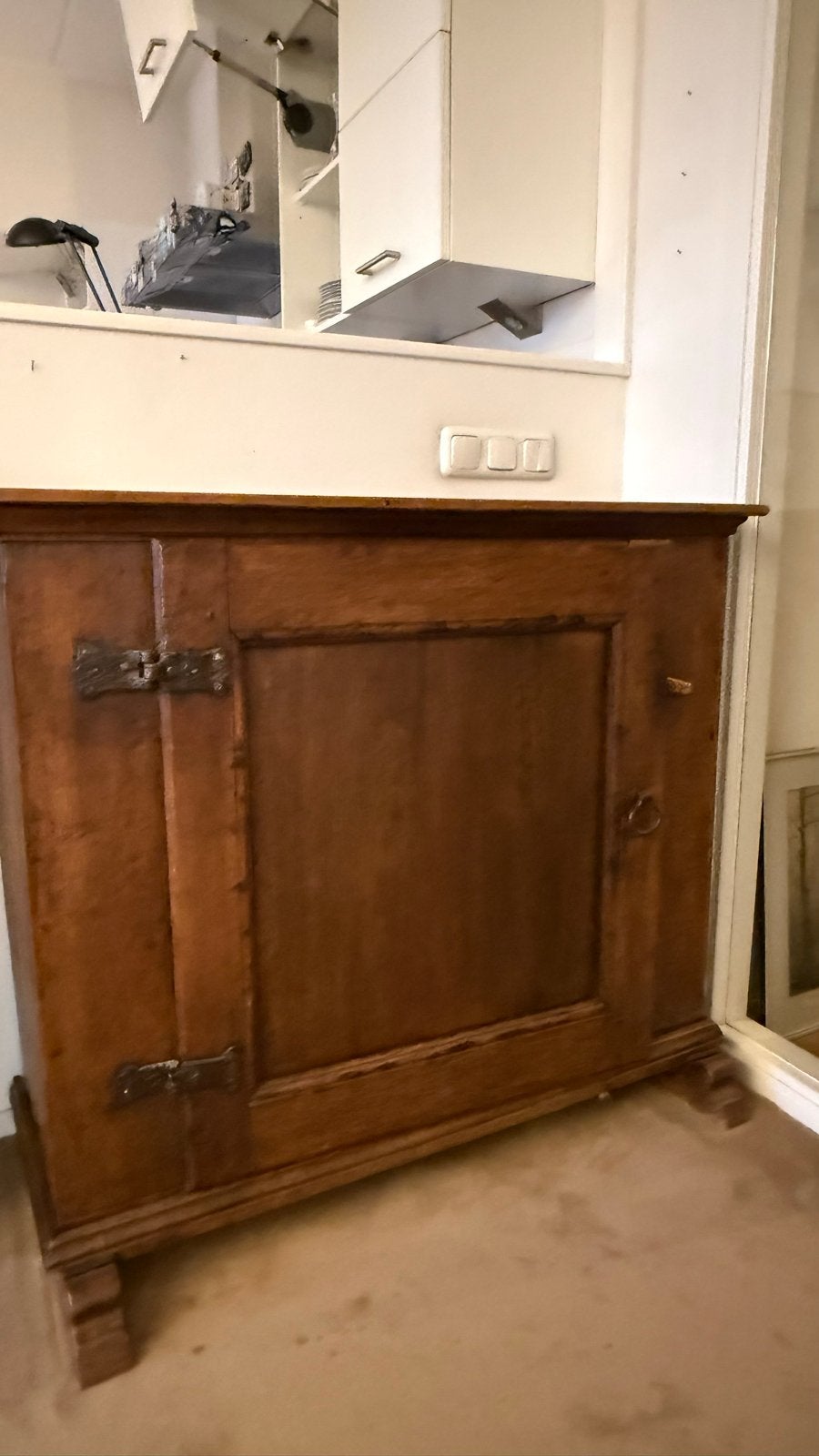 Antieke eikenhouten kast met 1 deur, Ophalen