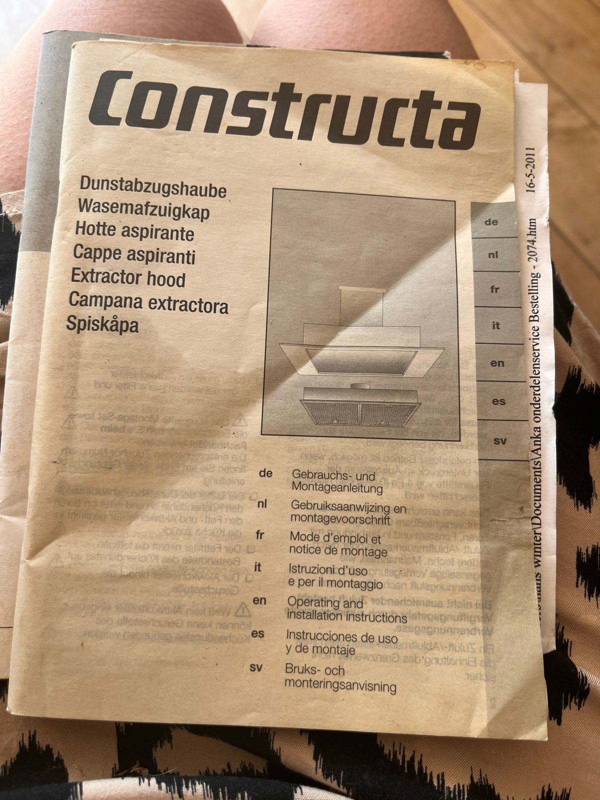Constructa Inbouw Afzuigkap met Verlichting, Ophalen, Gebruikt, Inbouw, Onderbouw afzuigkap
