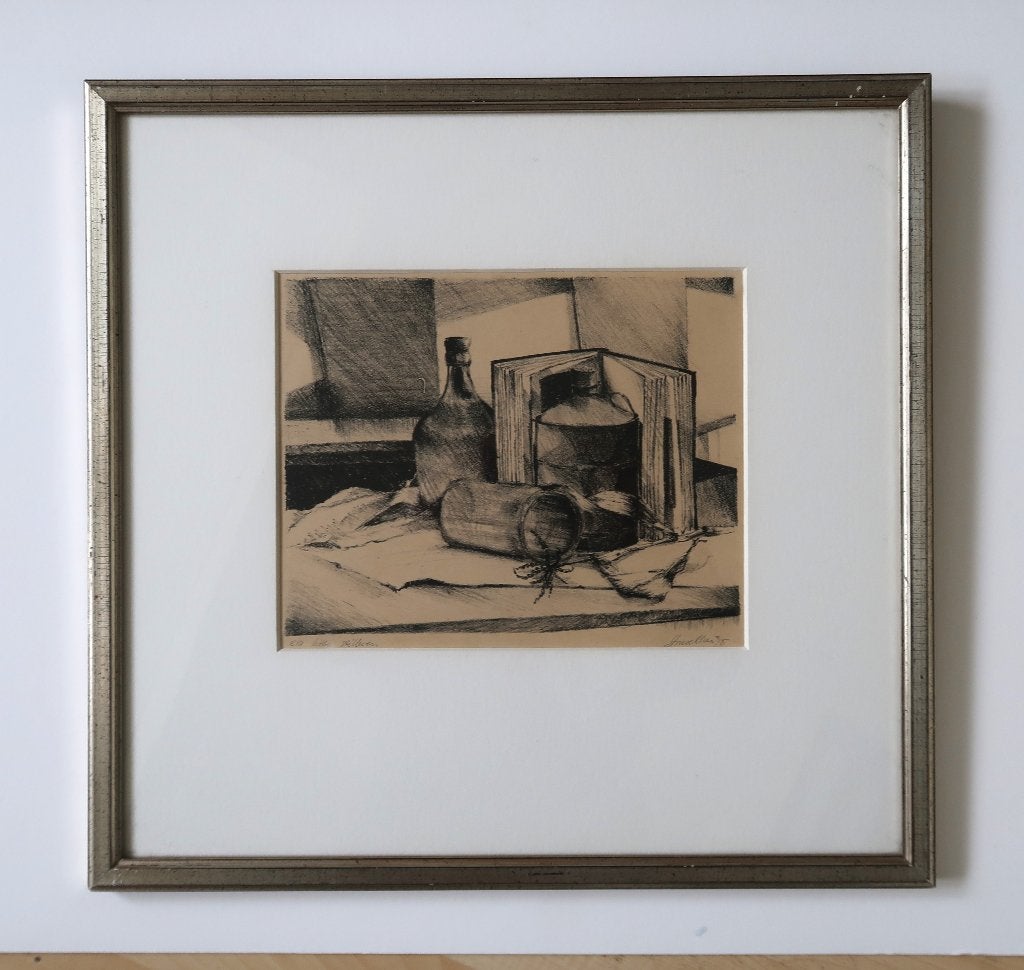 Litho Albert Moelker 1975 stilleven ingelijst gesigneerd e.a, Antiek en Kunst, Kunst | Litho's en Zeefdrukken, Ophalen