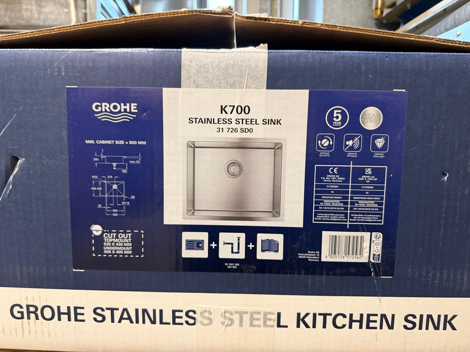 Grohe K700 RVS Spoelbak - Nieuw en Compleet, Ophalen, Nieuw, Rvs, Overige typen