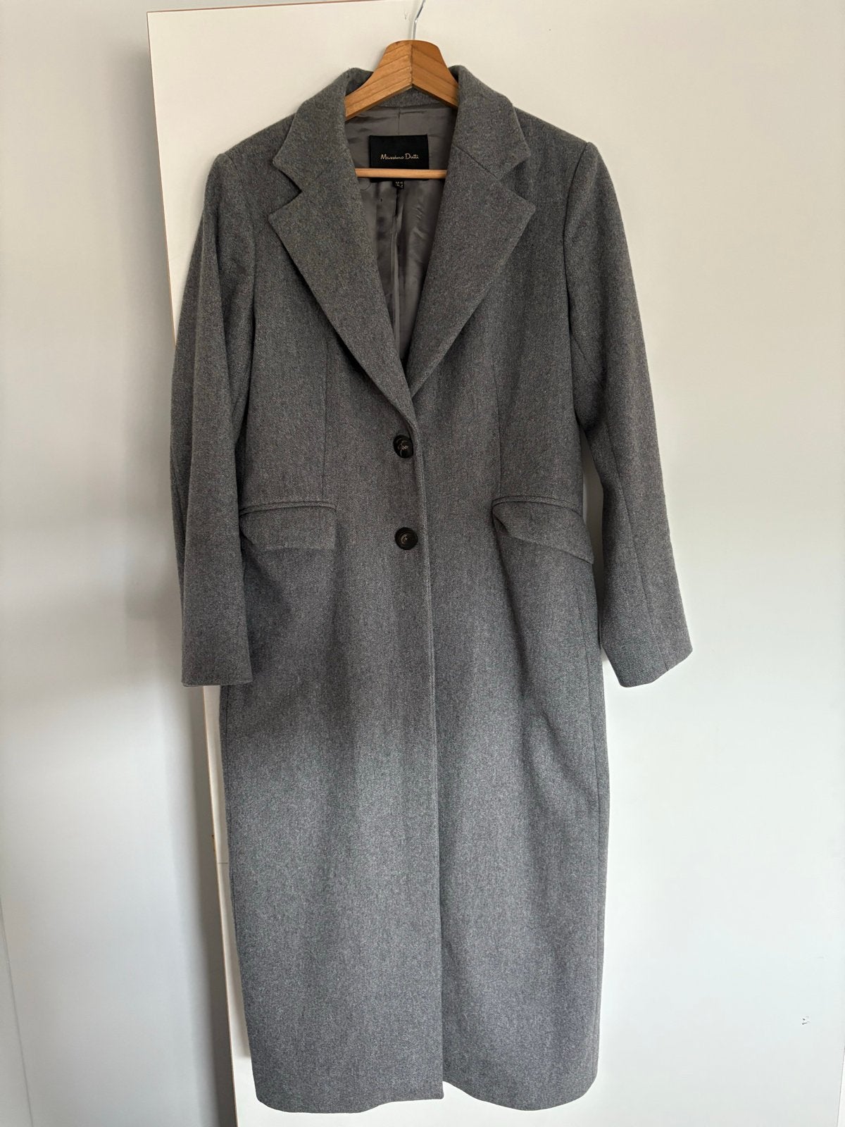 Massimo Dutti Getailleerde Mantel - Maat 40, Grijs, Ophalen of Verzenden, Zo goed als nieuw, Grijs