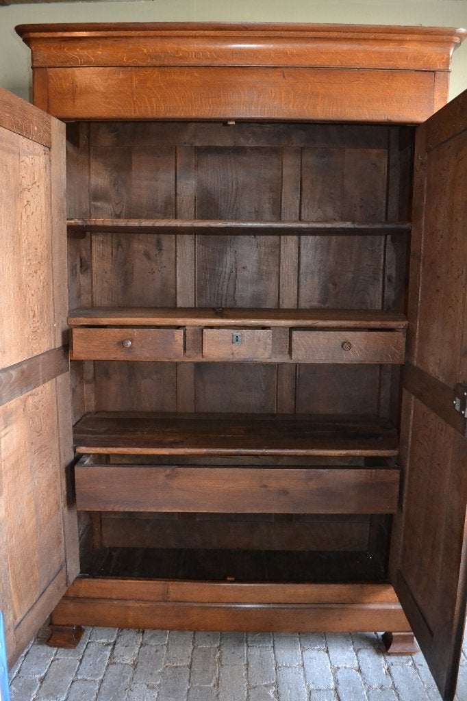Prachtige strakke antieke eiken houten Louis Philippe kast., Ophalen of Verzenden