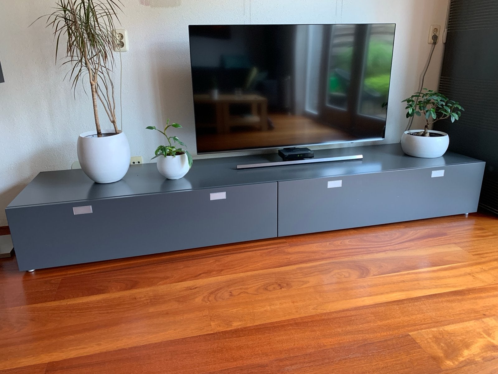 Kronos Hulshoff Design TV-meubel met lade & klep donkergrijs, Ophalen, Overige materialen, Gebruikt, 200 cm of meer