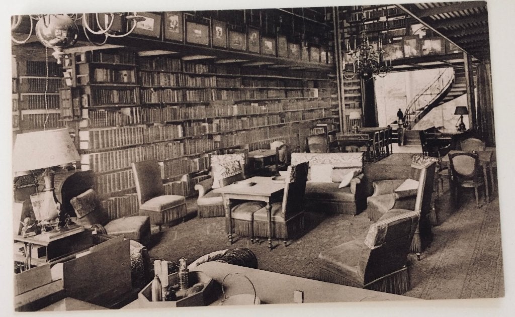 Prentbriefkaart:Chateau de Marlemont La Bibliotheque, Ophalen of Verzenden, 1940 tot 1960, Ongelopen, Overige thema's