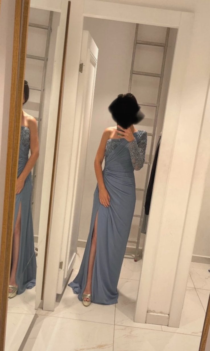 Avondjurk / abiye, Kleding | Dames, Ophalen of Verzenden, Zo goed als nieuw, Blauw, Galajurk