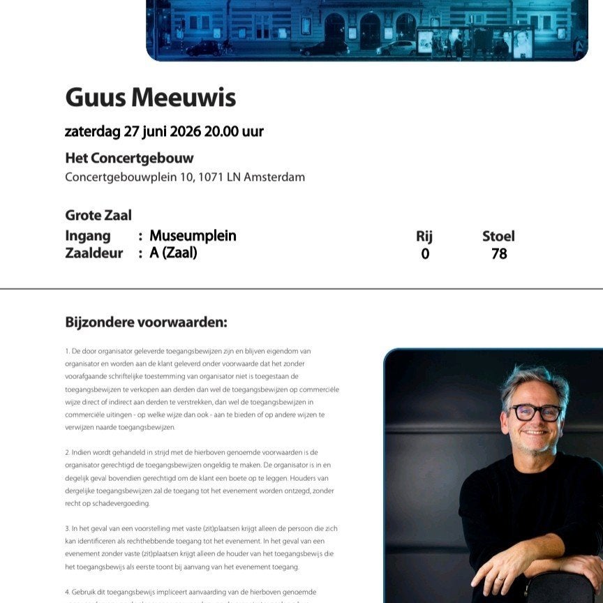 Guus Meeuwis 27 juni 20.00 uur, Tickets en Kaartjes, Twee personen, Juni, Levenslied