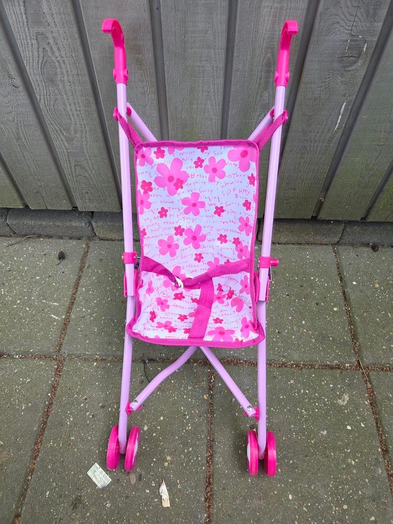 Nieuwe Roze Poppenbuggy met Bloemenprint, Ophalen of Verzenden, Nieuw, Babypop