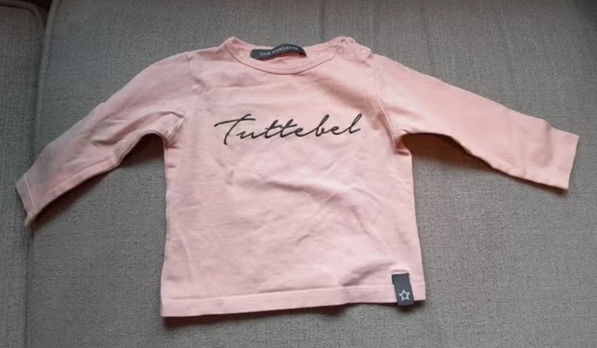 Roze shirtje met lange mouwen 'Tuttebel' maat 62/68, Ophalen of Verzenden, Zo goed als nieuw, Shirtje of Longsleeve, Your wishes