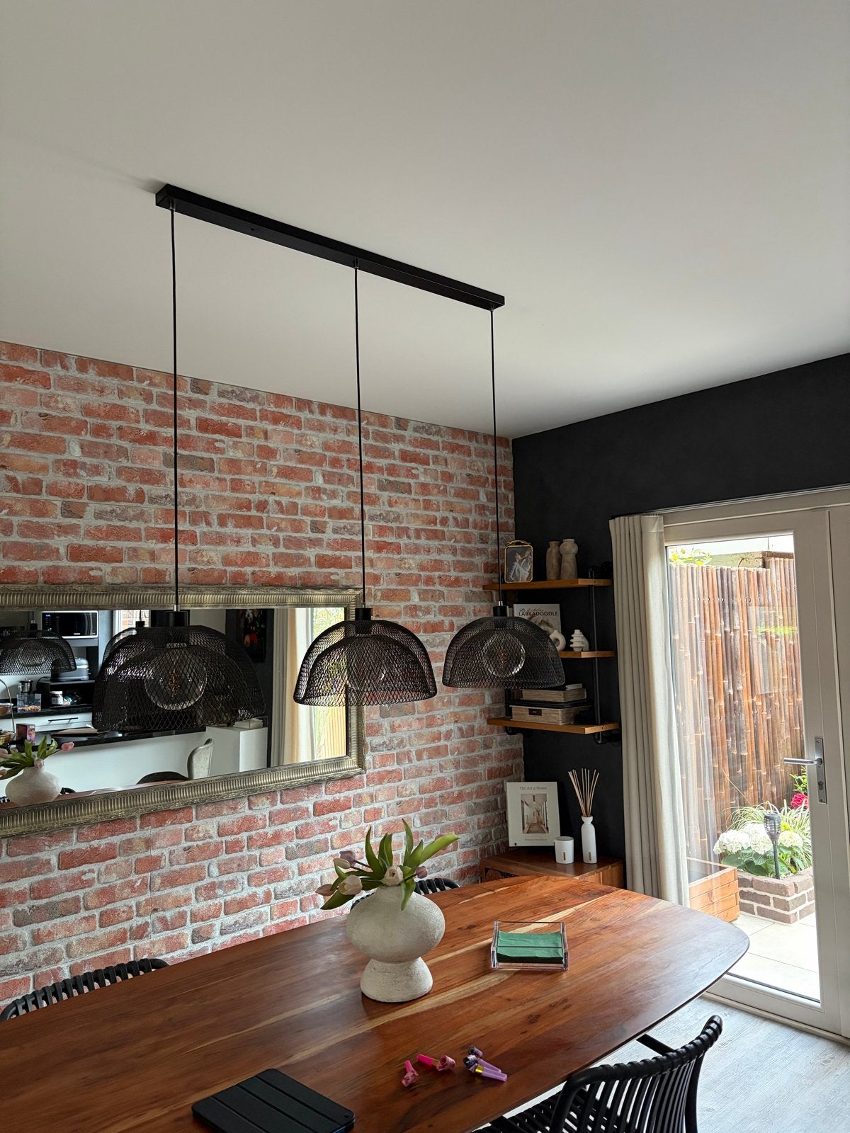 Moderne dimbare LED eettafellamp - Zwart metaal, Ophalen of Verzenden, Zo goed als nieuw, Metaal, 75 cm of meer