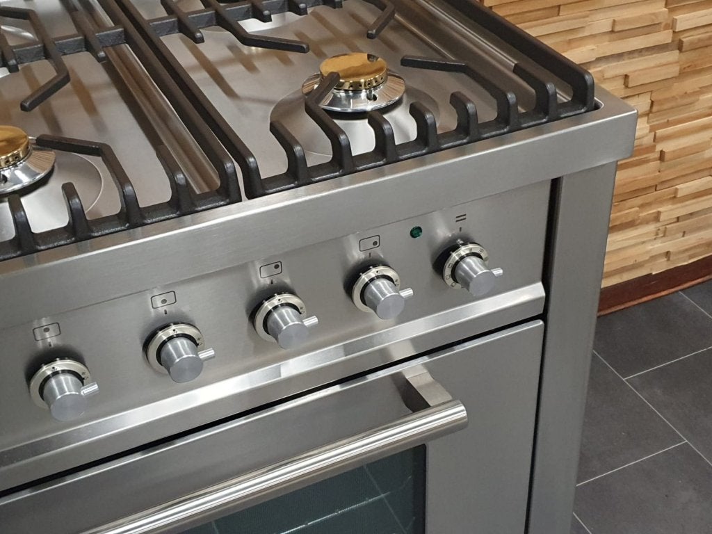 Luxe Boretti Fornuis 90cm rvs + rvs  1 grote oven 6 pits, Niet ingevuld, 60 cm of meer, Niet ingevuld, Ophalen of Verzenden
