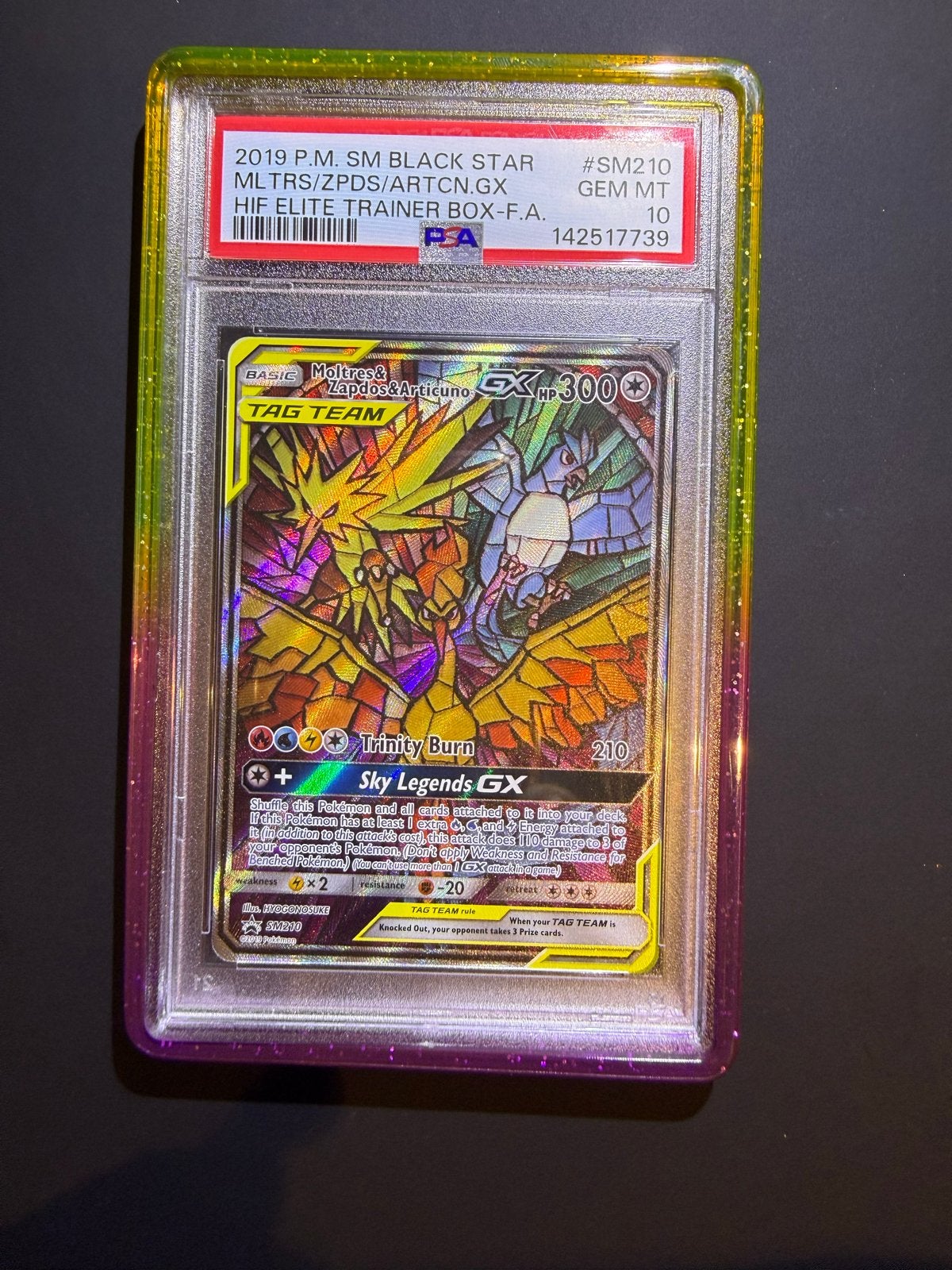 PSA 10 Moltres & Zapdos & Articuno GX SM210 Full Art, Ophalen of Verzenden, Zo goed als nieuw, Losse kaart