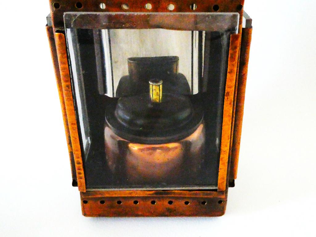 Carbid spoorweglamp in rood koper spoorwegen lamp, Ophalen of Verzenden, Koper