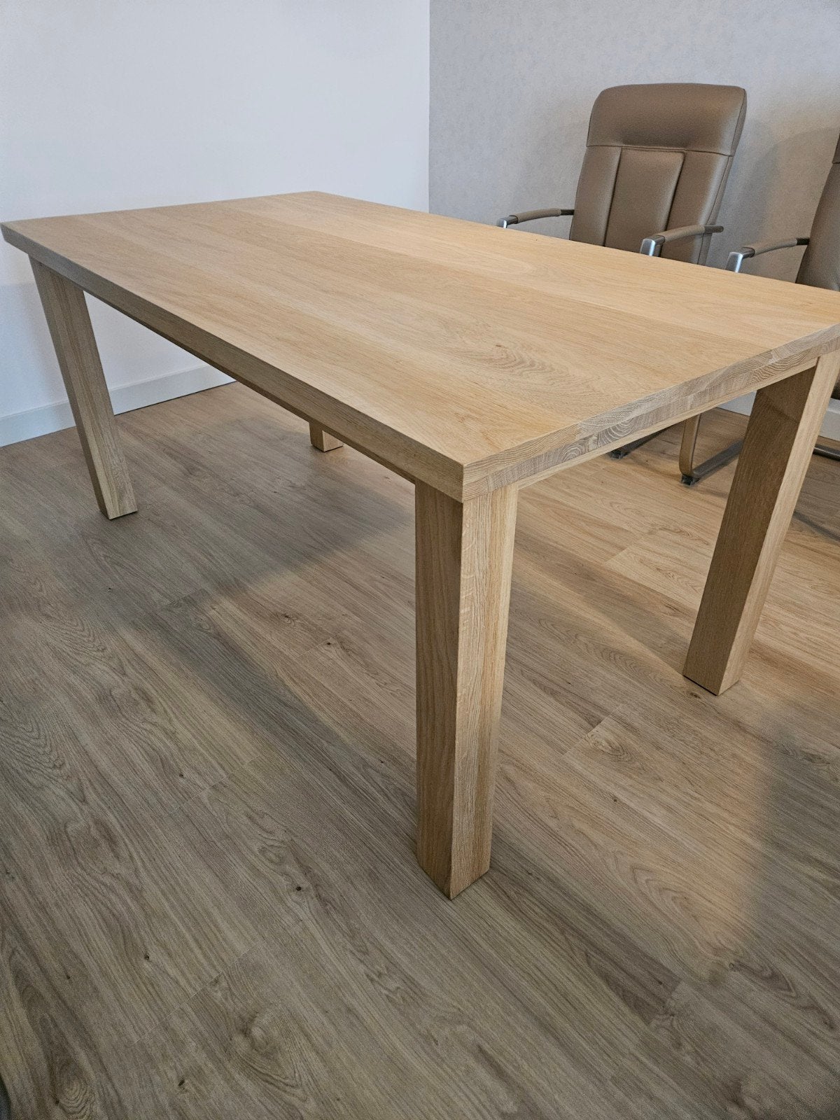 Massief eiken tafel - 160x85x75cm - Maatwerk, Huis en Inrichting, Tafels | Eettafels, Gebruikt, Modern, Ambachtelijk, Tijdloos