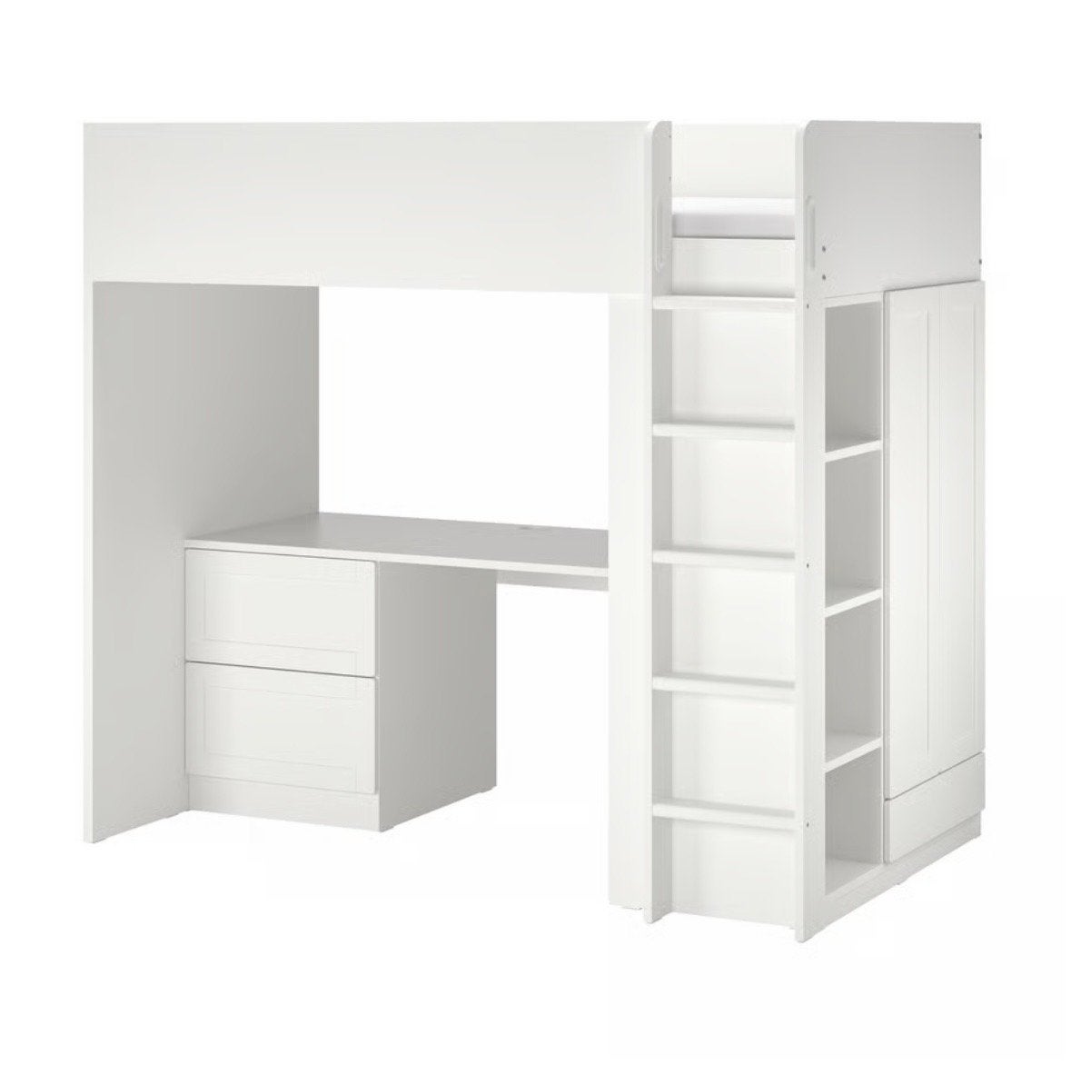 IKEA SMÅSTAD Hoogslaper met bureau en opbergruimte, Ophalen, Gebruikt, Eenpersoons, 200 cm