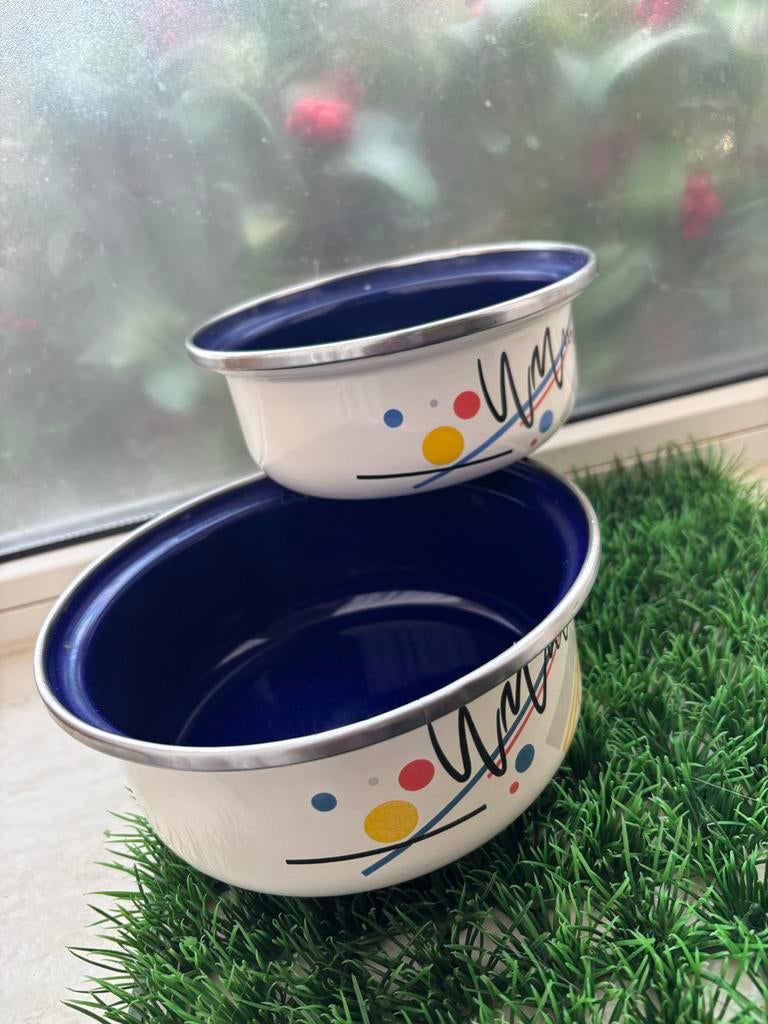 Retro Vintage Ditmar emaille 2 set kom bowls, Ophalen of Verzenden