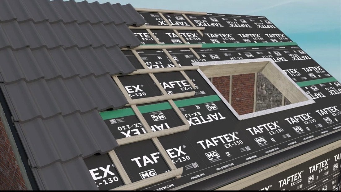 Taftex EX-130 Dakfolie Waterdichte onderdakfolie 150 cm lang, Kunststof, Zwart, Nieuw, Ophalen of Verzenden