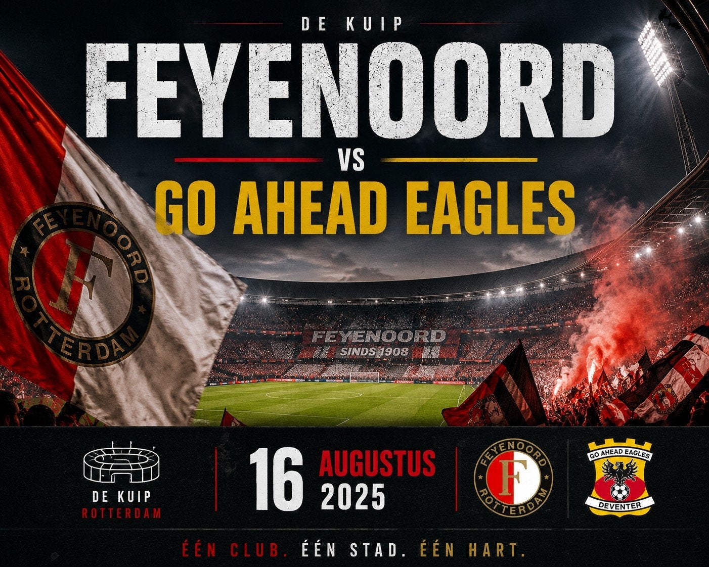 Feyenoord - Go Ahead vak R 2 tickets, Ophalen