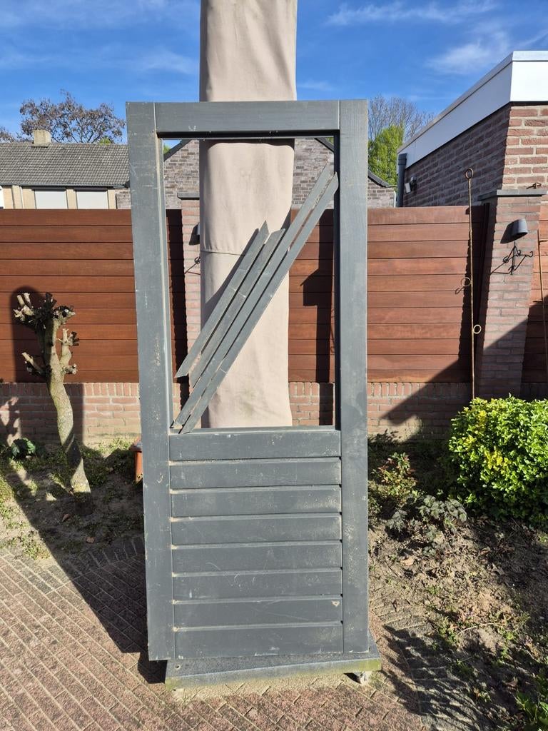 Hardhouten deur 201,5 x 83cm met borstwering en glas, Ophalen