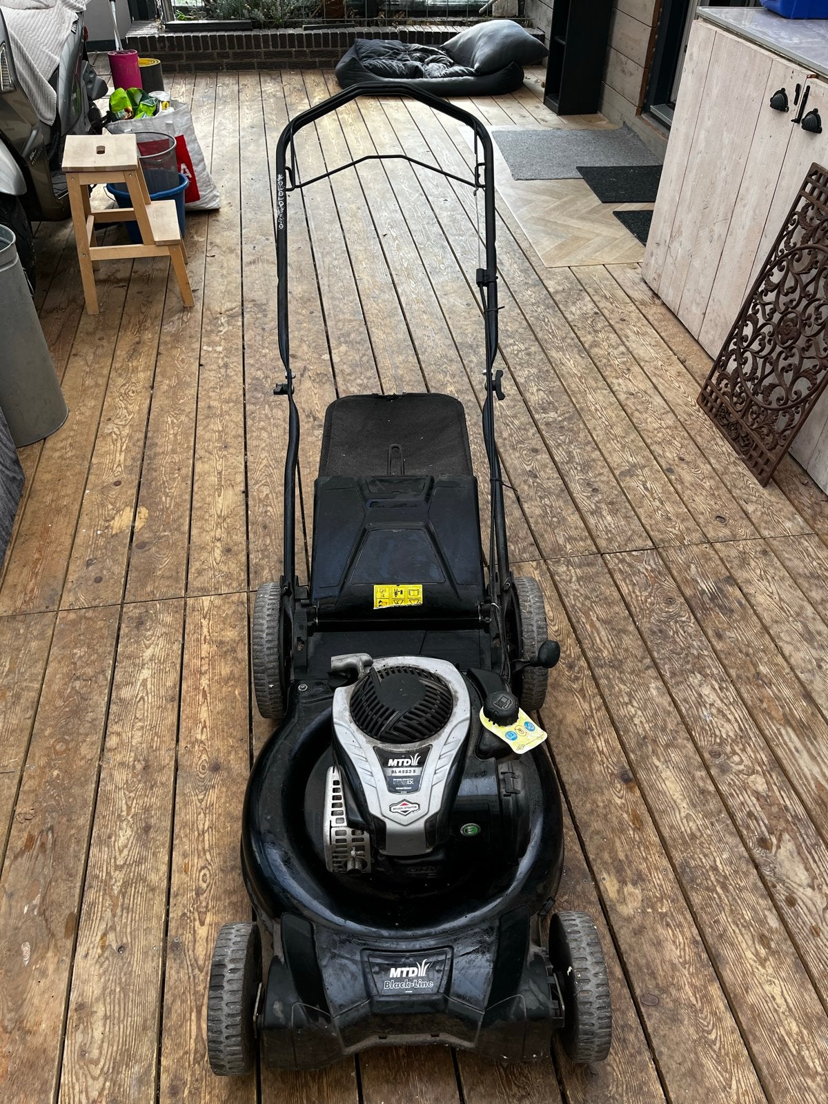 MTD Black-Line BL 4553 S Benzine Grasmaaier, Tuin en Terras, Cirkelmaaier, Gebruikt, Ophalen of Verzenden, Opvangbak