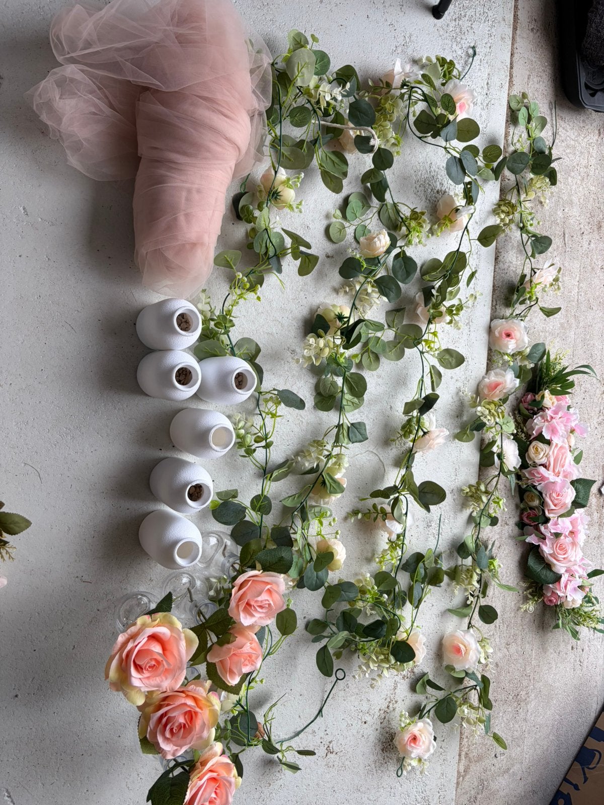 Perzik blushroze decoratie voor feest of bruiloft, Huis en Inrichting, Ophalen of Verzenden, Zo goed als nieuw