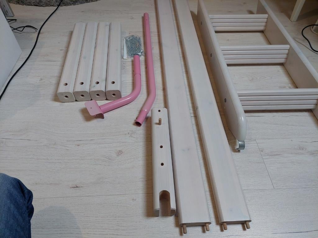 Flexa Bedverhoger Set Whitewash/Roze voor halfhoogslaper, Ophalen, Gebruikt, Halfhoogslaper