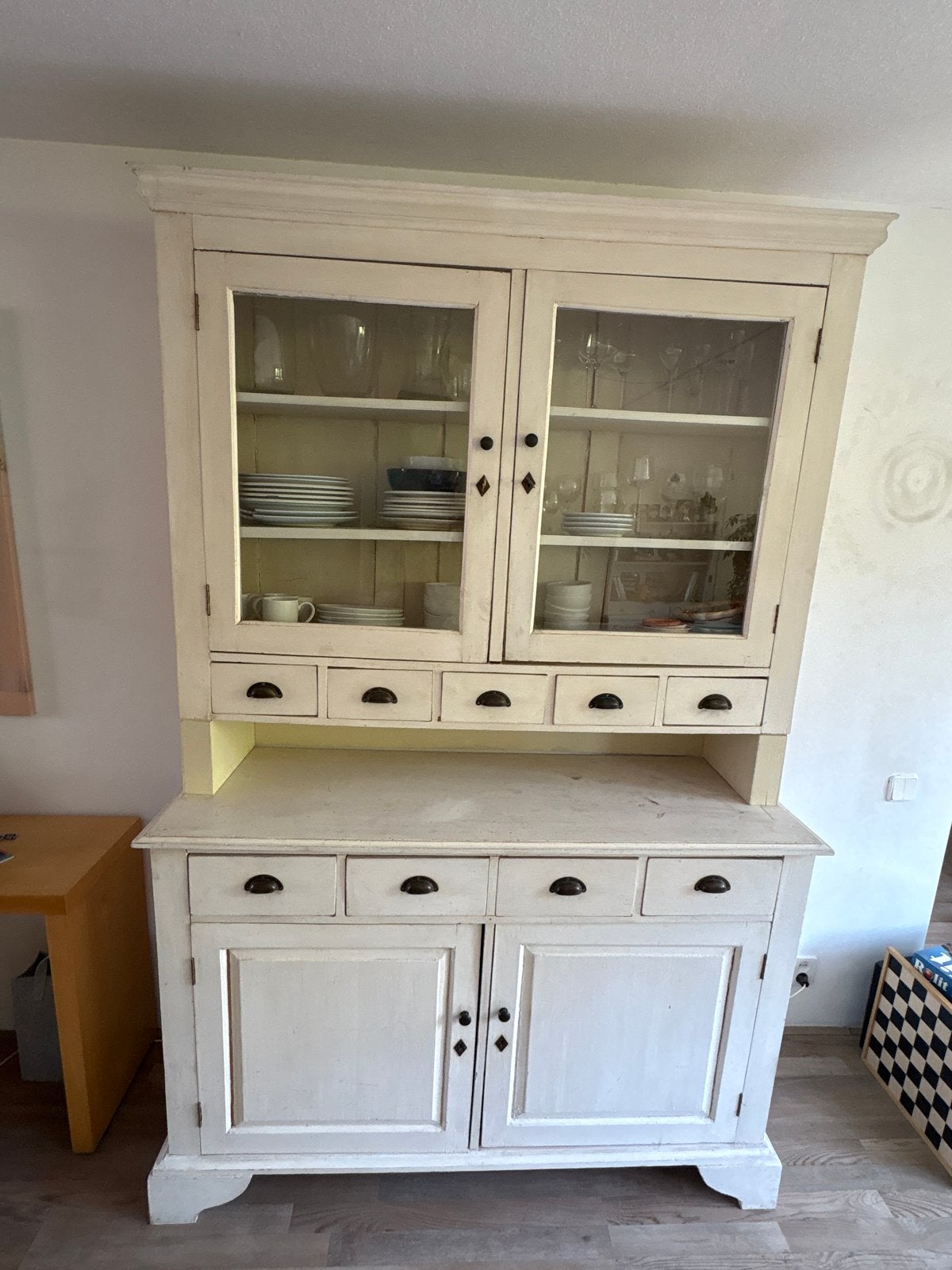 Antieke buffetkast / servieskast - crème wit, Ophalen, Gebruikt, 100 tot 150 cm, Retro-look