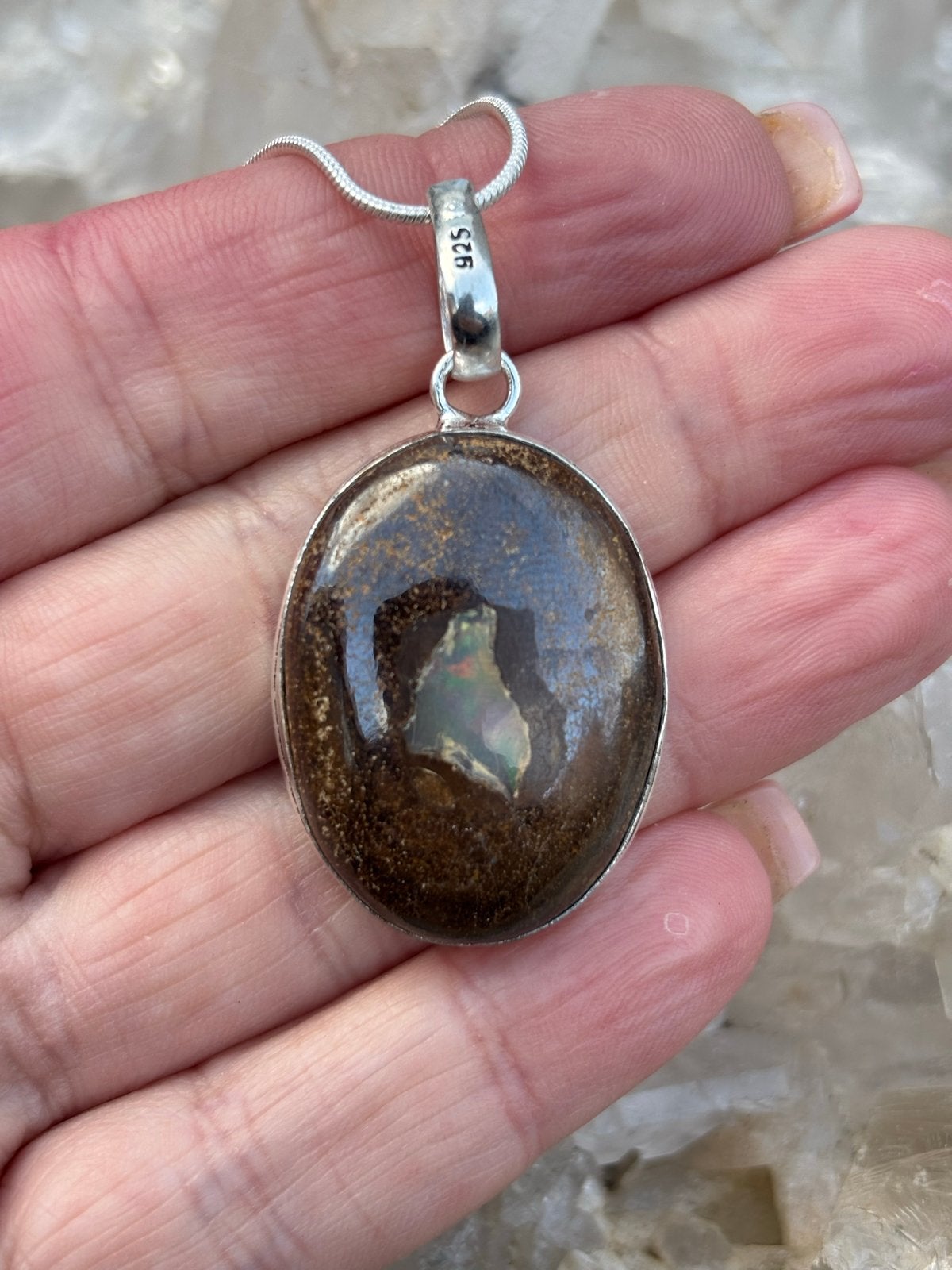 Handgemaakte Boulder Opaal Ketting Edelsteen Hanger, Bruin, Vanbeeksaar4@gmail.com, Nieuw, Ophalen of Verzenden