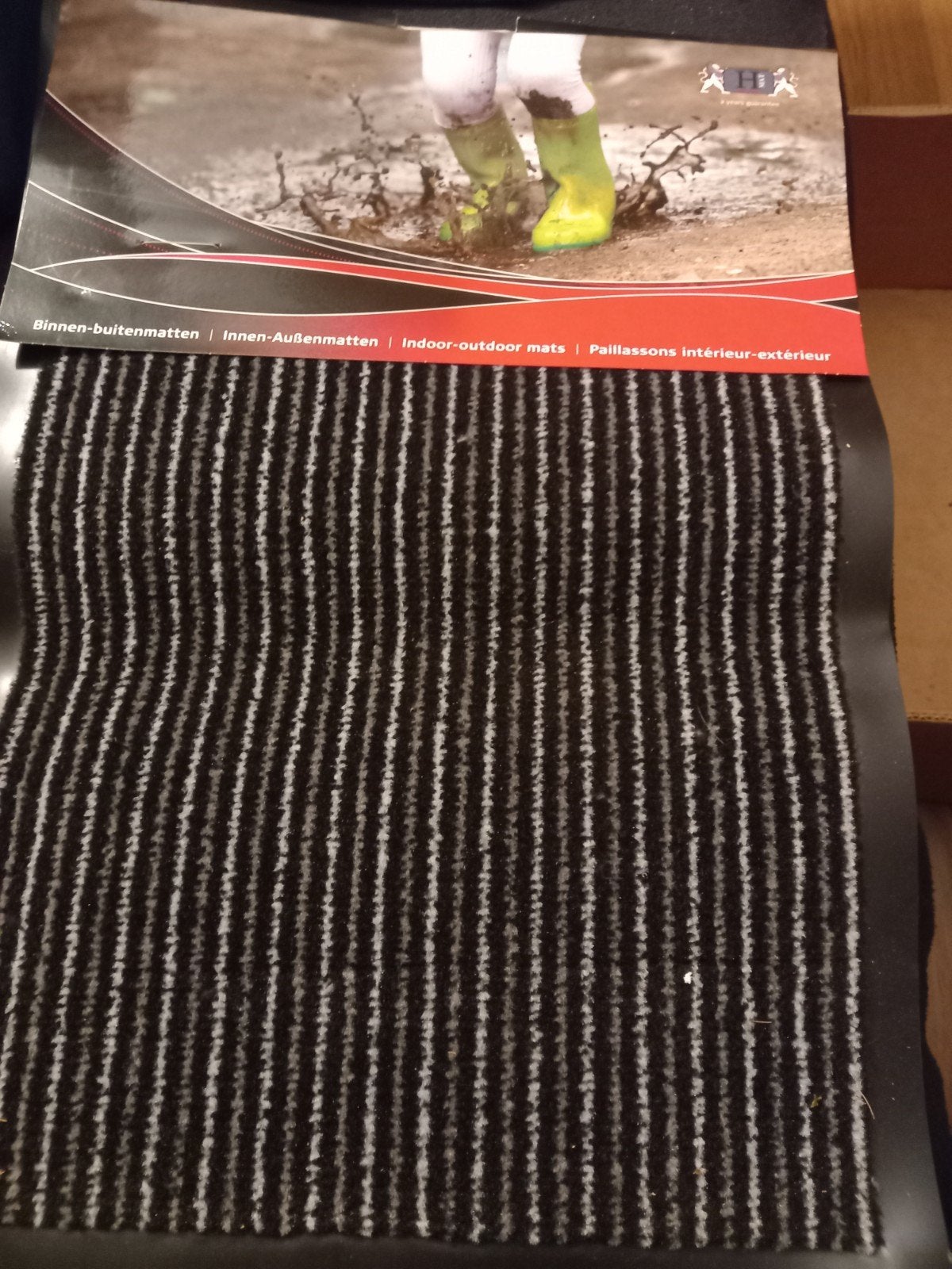 Duurzame binnen- en buitenmat - zwart/wit gestreept, Nylon, Nieuw, Ophalen of Verzenden, Droogloopmat