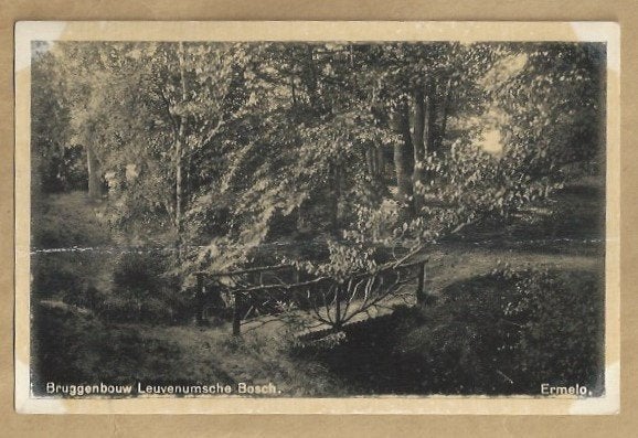 Oude Ansichtkaart Bruggenbouw Leuvenumsche Bosch, Ermelo, Ophalen of Verzenden, 1940 tot 1960, Gelopen, Gelderland