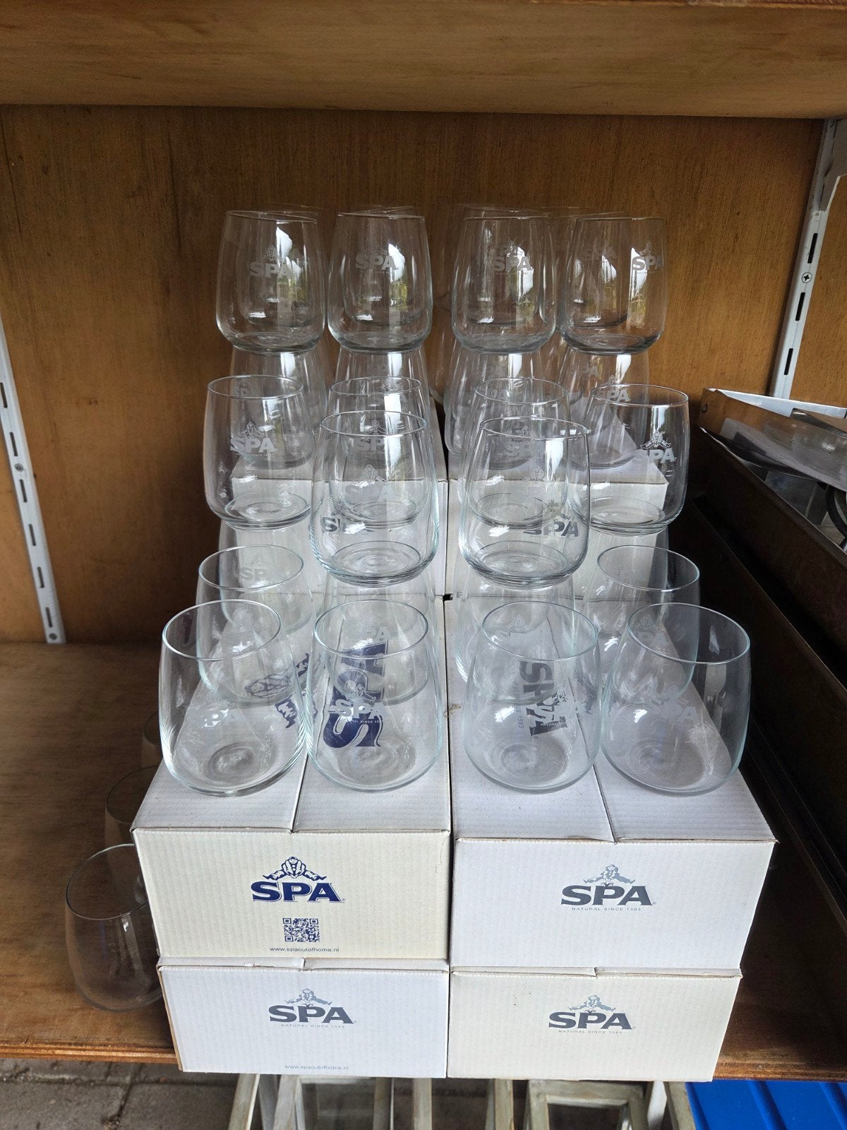 Grote partij van 96 Spa waterglazen - 28cl, Ophalen, Zo goed als nieuw, Waterglas