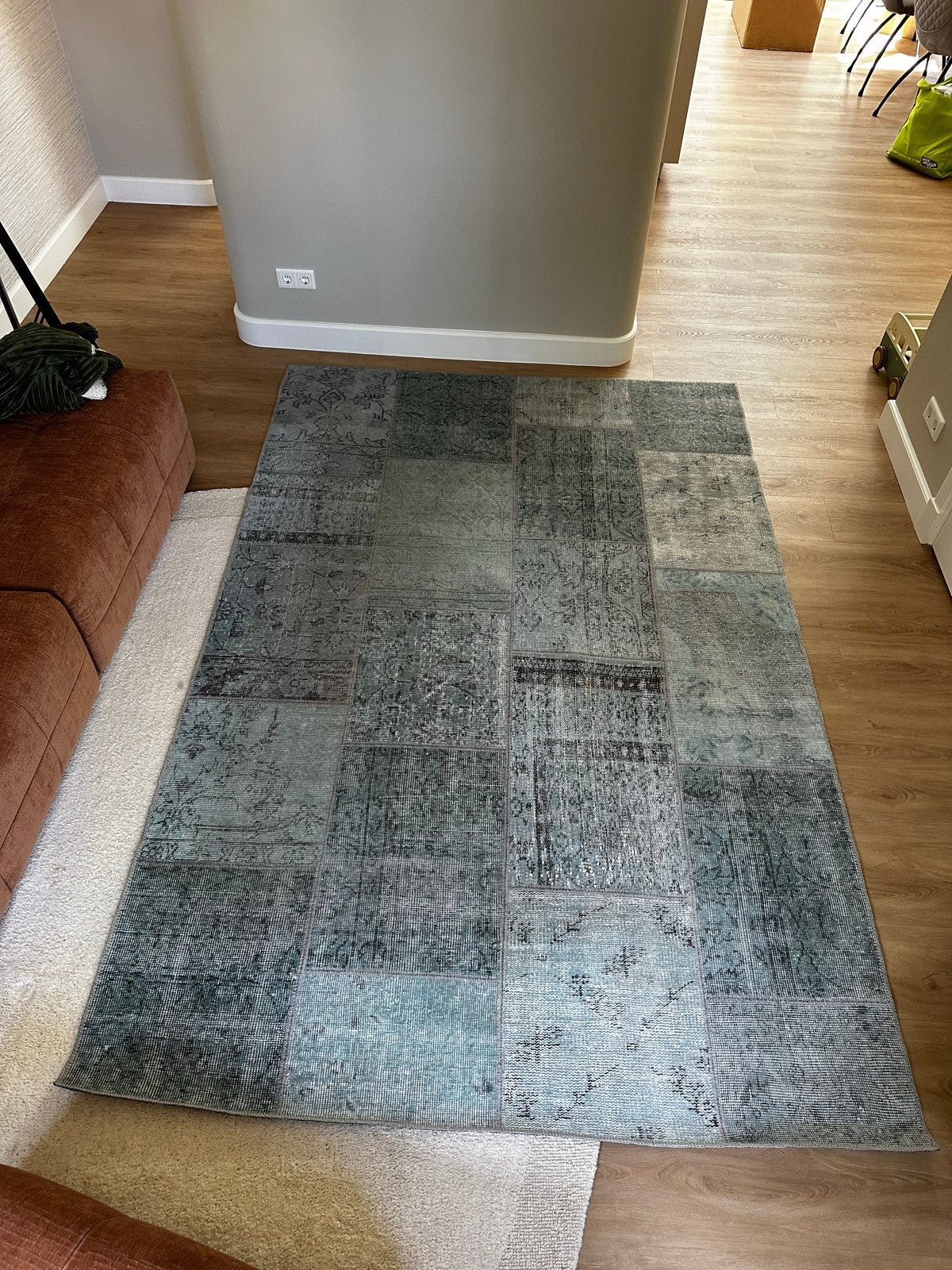 Vloerkleed groen/blauw 190x290 cm, Ophalen, Gebruikt, 150 tot 200 cm, 200 cm of meer