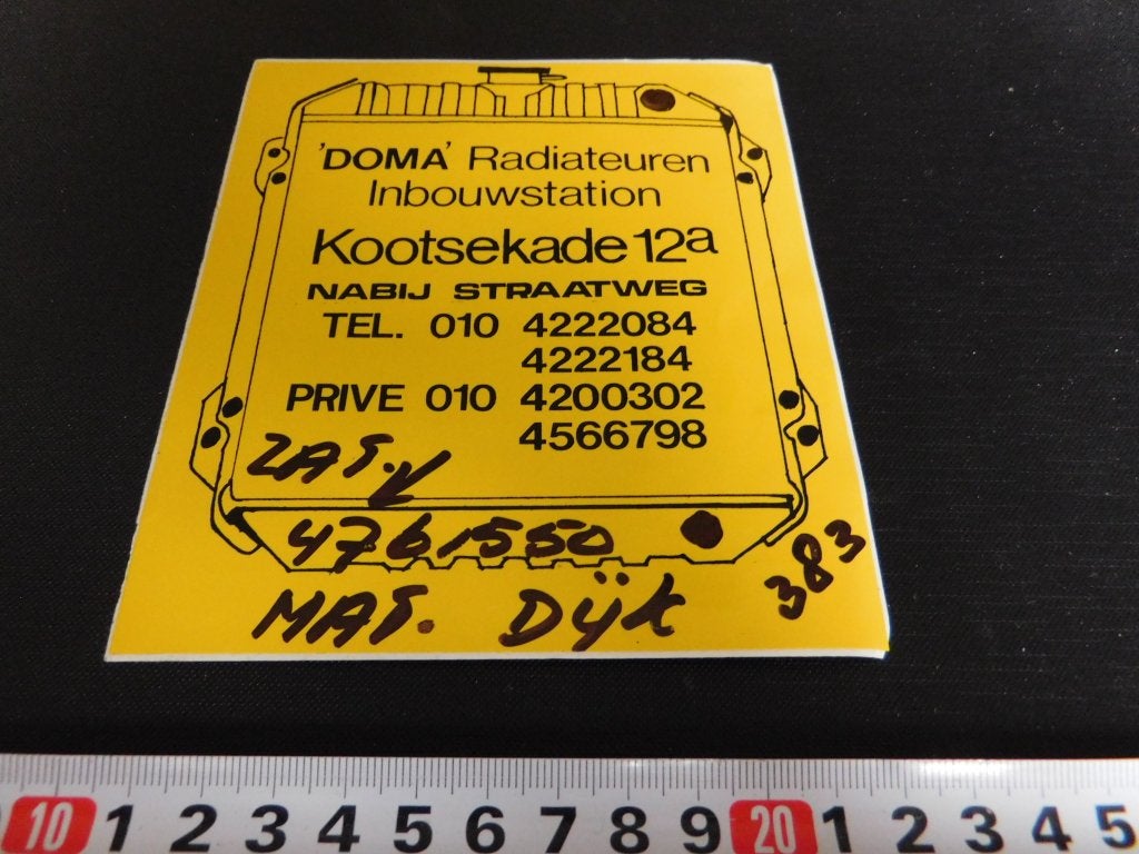 sticker DOMA Radiateuren Inbouwstation Kootsekade 12a, Ophalen of Verzenden, Zo goed als nieuw