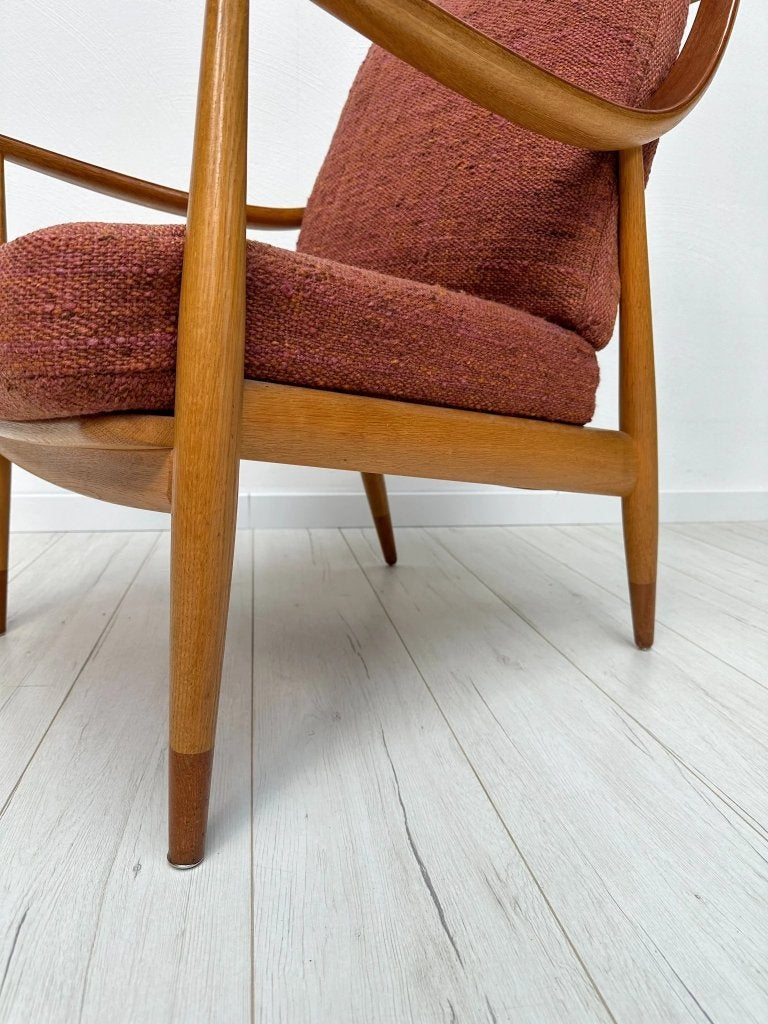 Hvidt & Mølgaard FD 145 eiken fauteuil Deens jaren 50, Huis en Inrichting, Ophalen of Verzenden, Zo goed als nieuw, Vintage