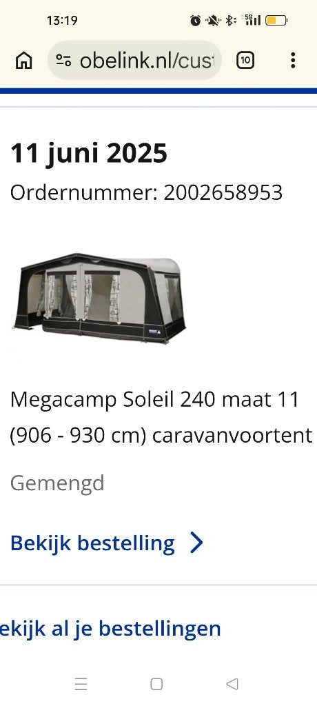 Seizoens voortent caravan megacamp zeer goede staat, Ophalen, Zo goed als nieuw, PVC, Overige merken
