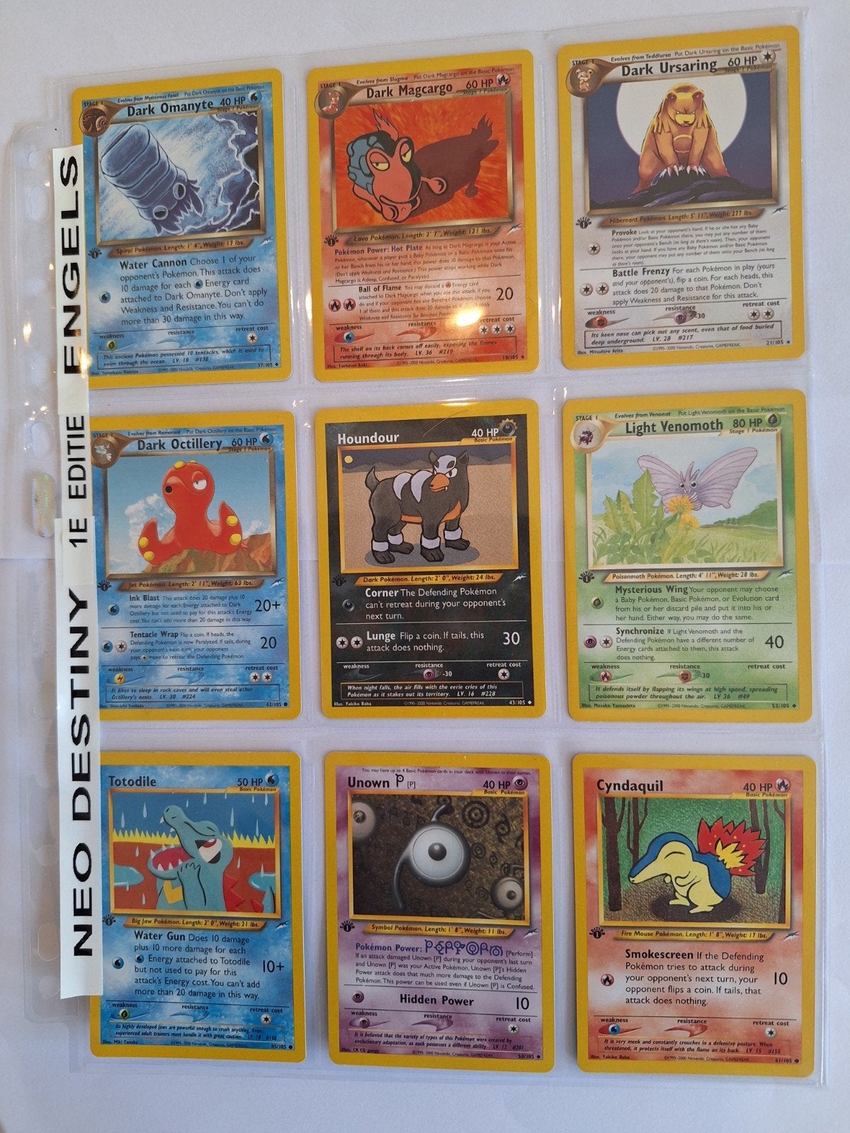 Pokémon Kaarten: Neo Destiny 1e Editie Engels (9 stuks), Ophalen of Verzenden, Gebruikt, Meerdere kaarten