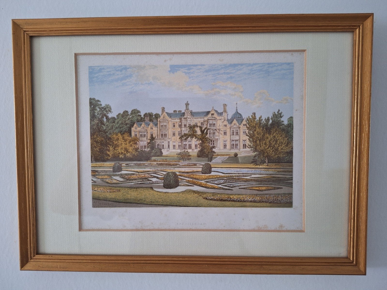 Oude Engelse print van Sandringham Norfolk door A.F.Lydon, Antiek en Kunst, Kunst | Schilderijen | Klassiek, Achter glas, Ophalen of Verzenden