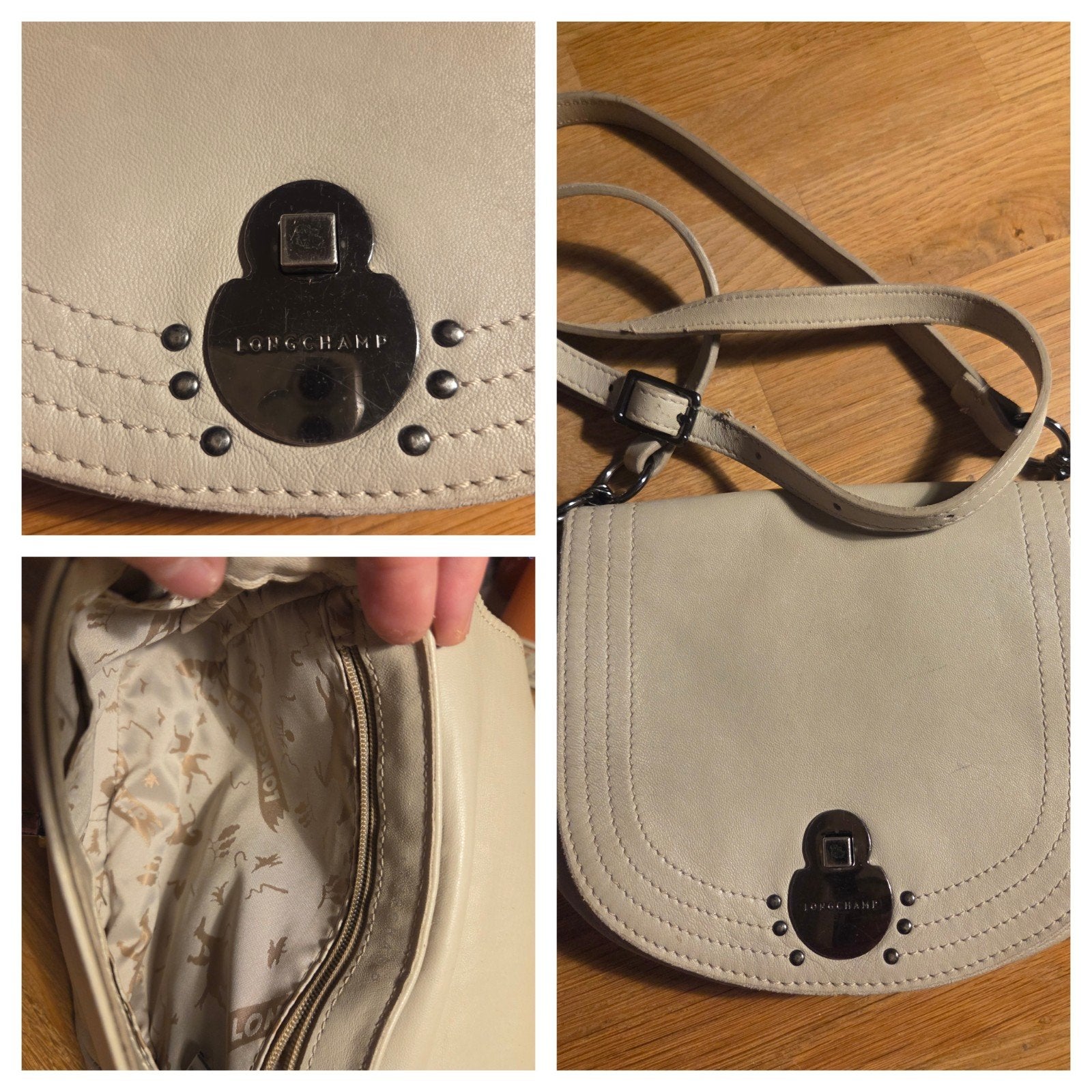 Longchamp Cavalcade Crossbodytas Crème, Ophalen of Verzenden, Gebruikt, Beige, Schoudertasje