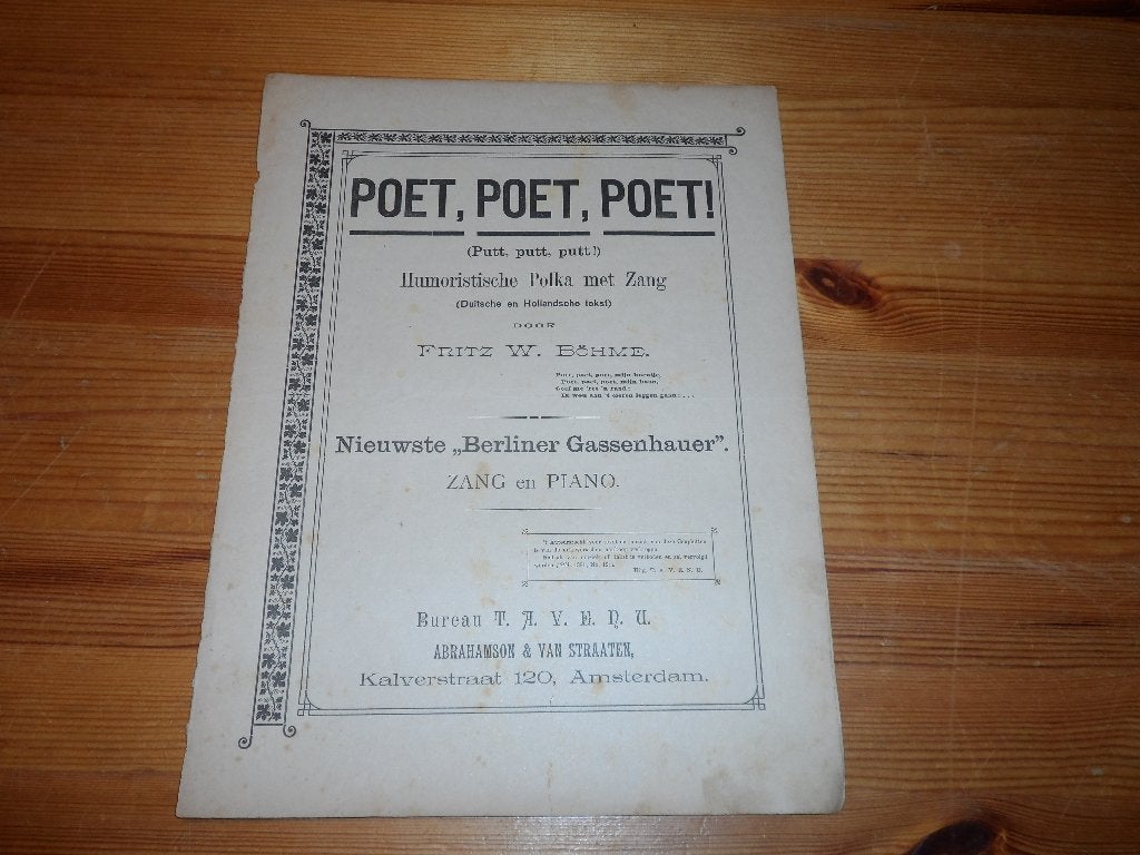 Poet, poet, poet - fritz w. Bohme, Zang, Gebruikt, Ophalen of Verzenden, Artiest of Componist