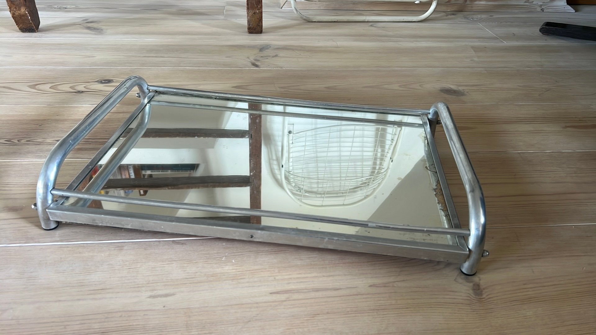 Vintage industrieel dienblad, Huis en Inrichting, Woonaccessoires | Dienbladen, Ophalen of Verzenden, Gebruikt, Rechthoekig, Metaal