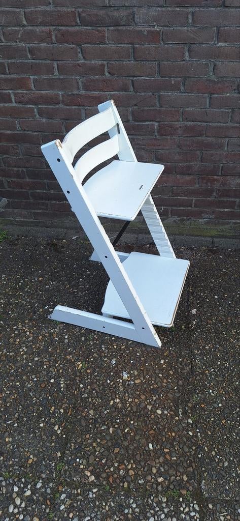 Stokke Tripp Trapp meegroeistoel - wit en zwart, Ophalen, Gebruikt, Meegroeistoel, Aanschuifbaar