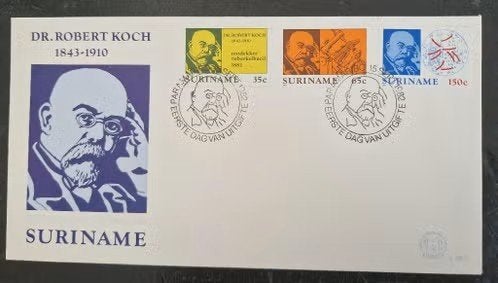 Suriname 1982 - FDC E63 - Ontdekking tuberculosebacterie, Postzegels en Munten, Ophalen of Verzenden, Postfris